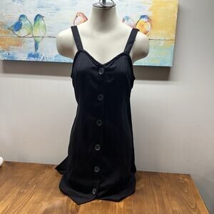 River Island UK Black Linen Button Down Mini Dress Women’s Size US 4 UK 8